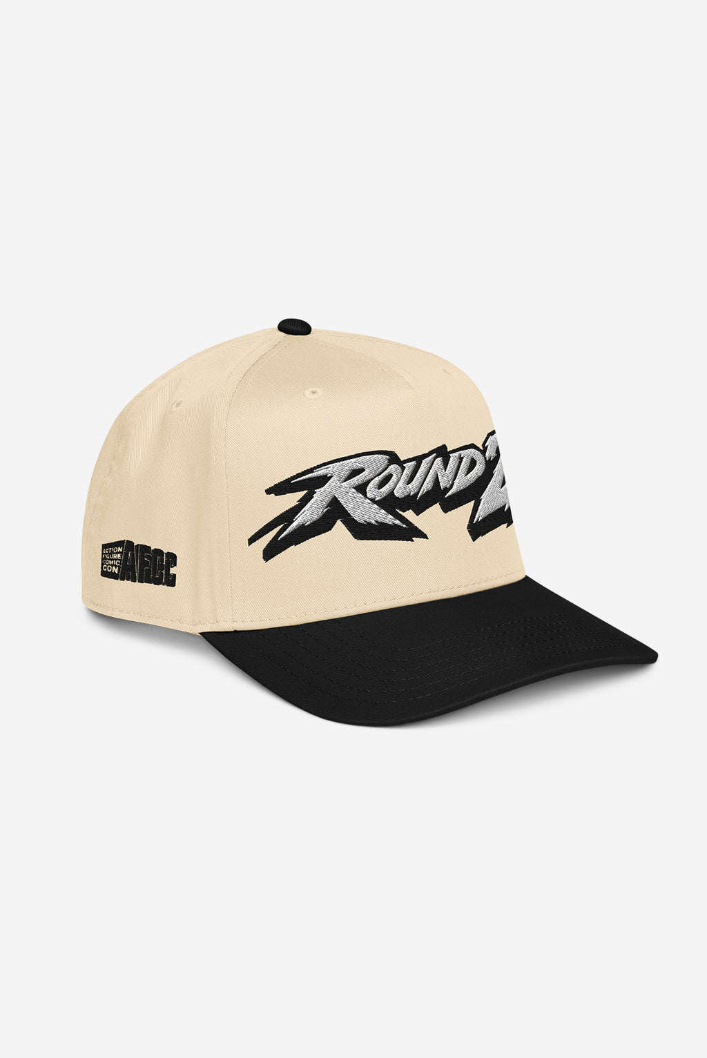 ROUND 2 - 5 panel Retro Cap (Black/Cream)