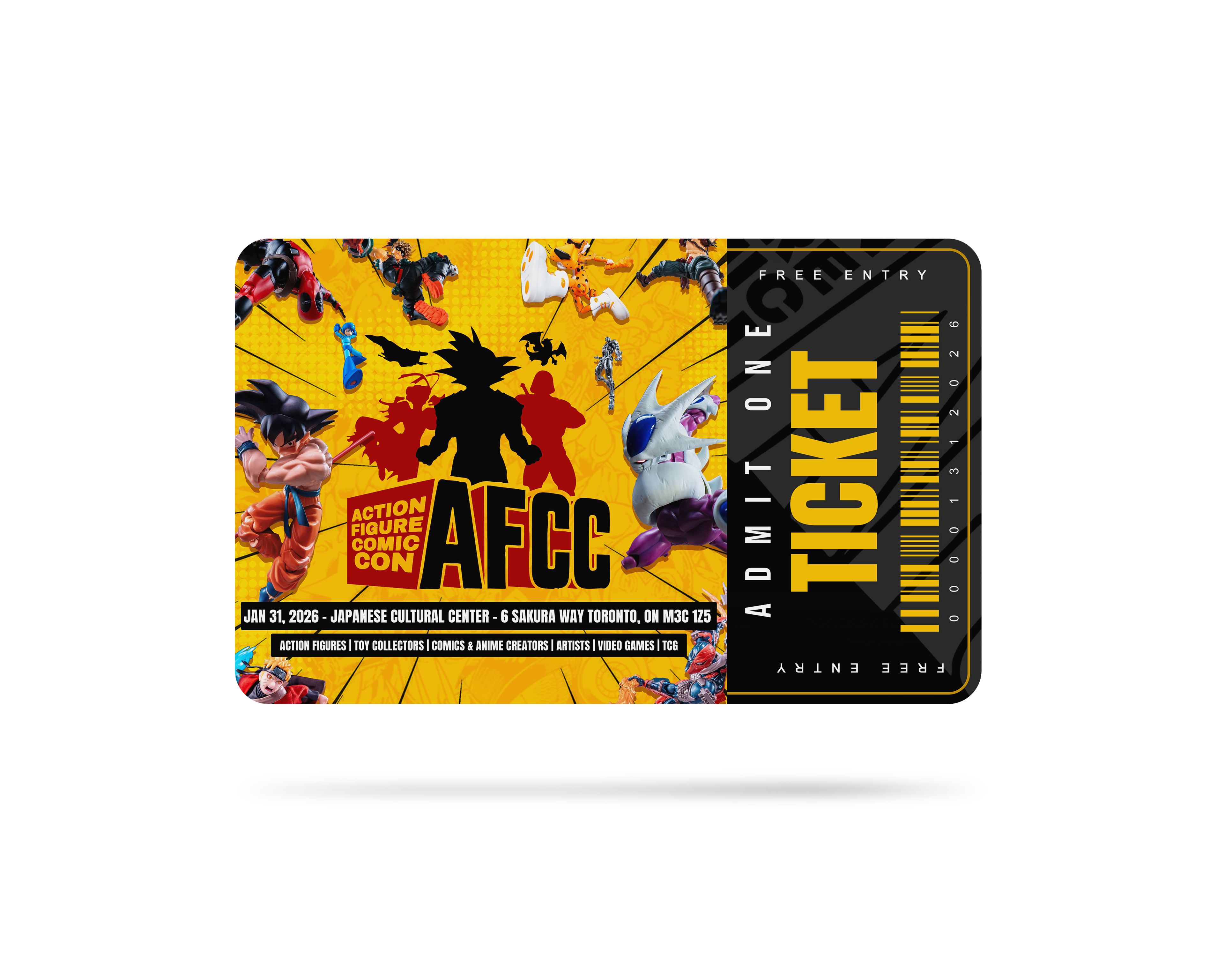 Admission Ticket - Action Figure Comic Con (AFCC) Event January 31st 2026