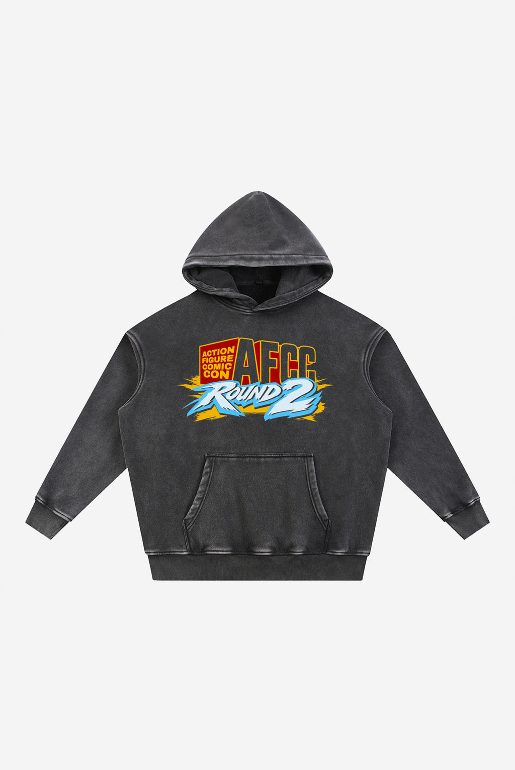 ROUND 2 - Snow Wash Fleece Oversize Hoodie (Black)