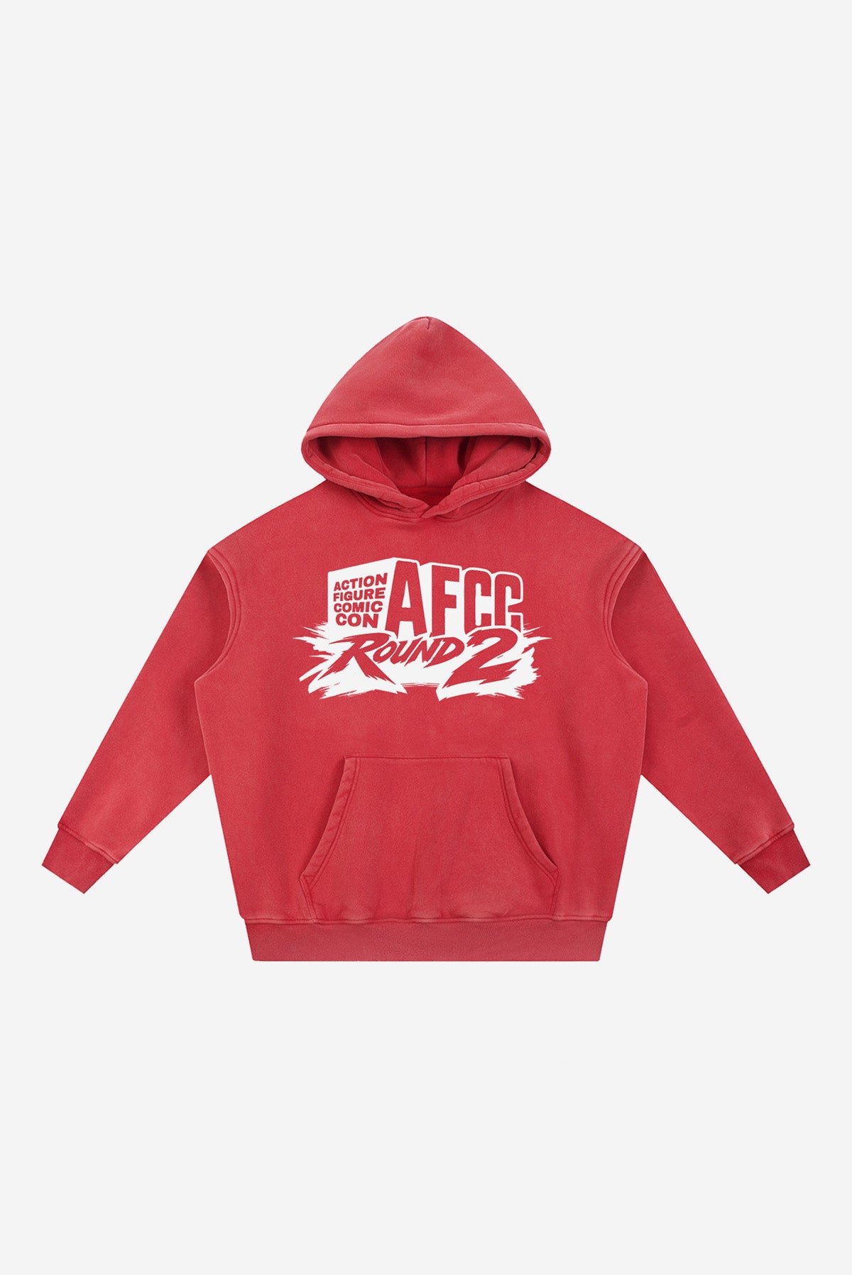 ROUND 2 - Snow Wash Fleece Oversize Hoodie (Red)